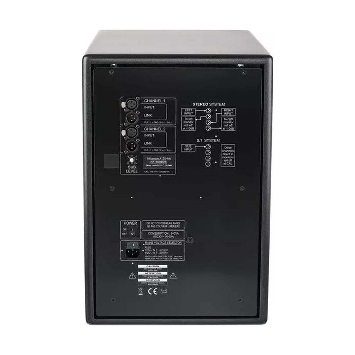 PSI AUDIO A125-M SUB Metal Black 10 inch Active Studio Subwoofer